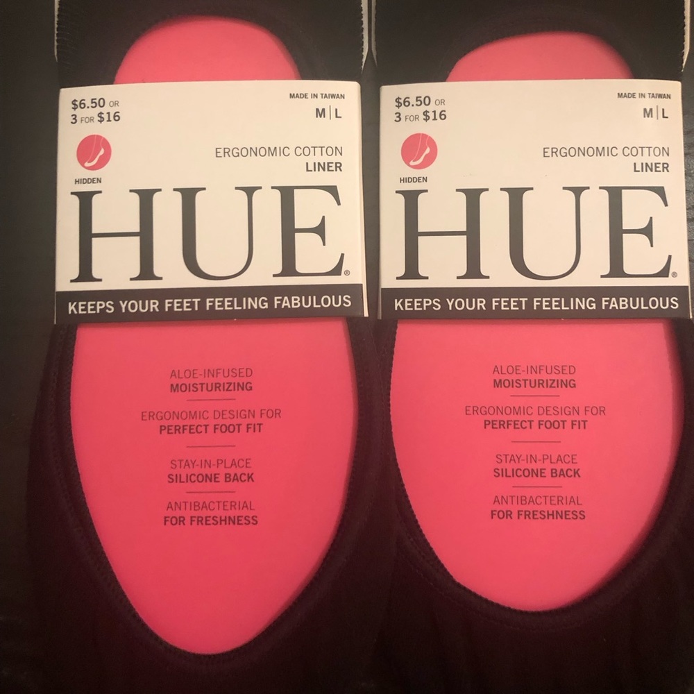 HUE Women’s Black Hidden Cotton Liners, 2 Pair Pack, Size Medium/Large, 7/10 - Picture 4 of 7